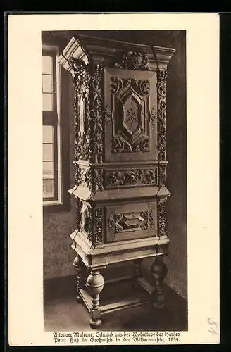 AK Hamburg-Altona, Museum-Schrank aus der Wohnstube des Hauses Peter Hass