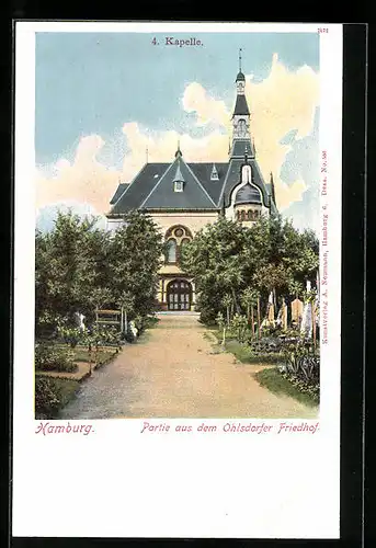 AK Hamburg, Partie aus dem Ohlsdorfer Friedhof-4. Kapelle