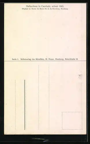 Künstler-AK Hamburg-Curslack, Hufnerhaus erbaut 1663