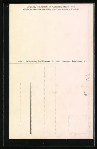 Künstler-AK Hamburg-Curslack, Eingang Hufnerhaus erbaut 1663