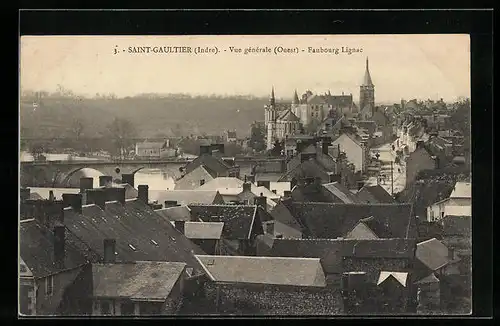 AK Saint-Gaultier, Vue gènèrale (Ouest)-Faubourg Lignac
