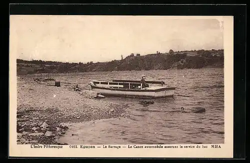 AK Eguzon, Le Barrage-Le Canot automobile assurant le service du bac