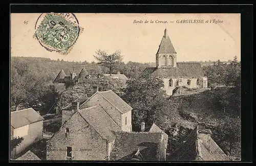 AK Gargilesse, Teilansicht mit Kirche