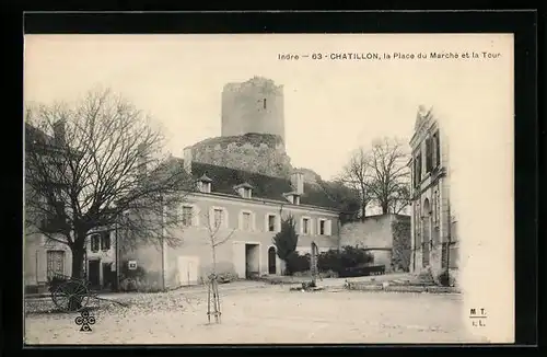 AK Chatillon-sur-Indre, La Place du Marchè et la Tour