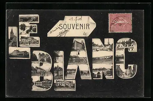 AK Le Blanc, Stadtansichten im Ortsnamen