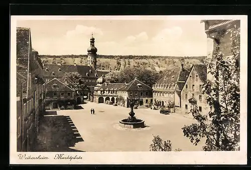 AK Weikersheim, Marktplatz aus der Vogelschau