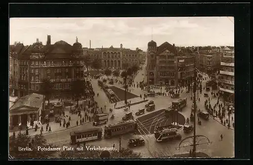 AK Berlin-Tiergarten, Potsdamer Platz mit Verkehrsturm