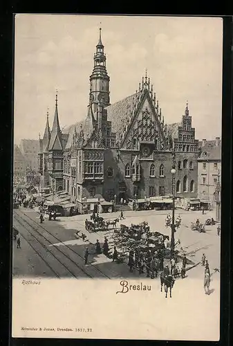 AK Breslau, Rathaus aus der Vogelschau