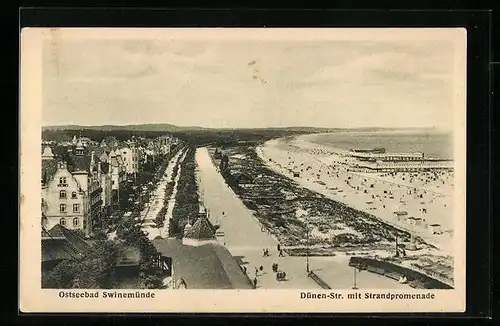 AK Ostseebad Swinemünde, Dünen-Str. mit Strandpromenade