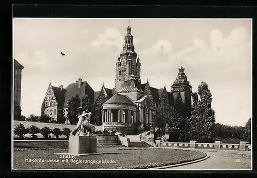 AK Stettin, Hakenterrasse mit Regierungsgebäude