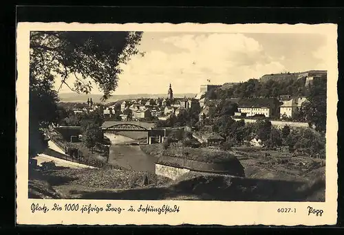 AK Glatz, Gesamtansicht mit Festung