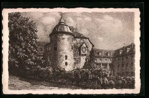Künstler-AK Laubach i. Oberhessen, Gräfliches Schloss von der Nordseite