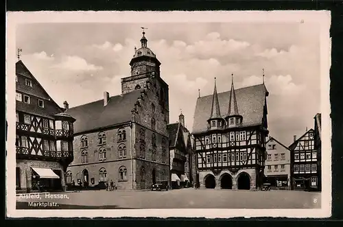 AK Alsfeld /Hessen, Marktplatz mit Geschäft Kaiser`s Kaffee