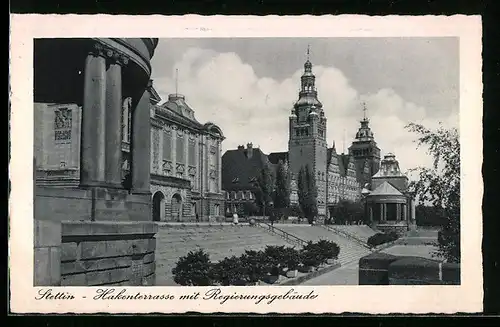 AK Stettin, Hakenterrasse mit Regierungsgebäude
