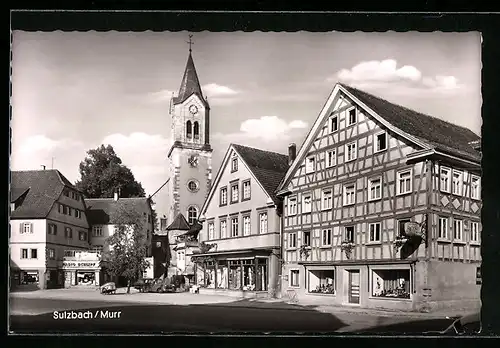 AK Sulzbach /Murr, Strassenpartie mit Kirche