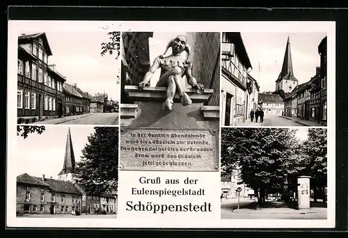 AK Schöppenstedt, Ortspartie mit Kirche