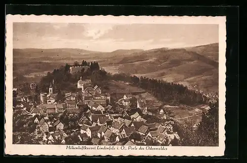 AK Lindenfels i. O., Ortsansicht mit Wald