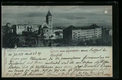 Mondschein-AK Hersfeld, Stiftsruine mit Kriegsschule