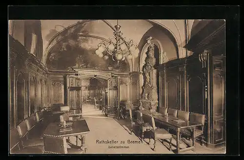AK Bremen, Rathskeller, Senatszimmer, Innenansicht