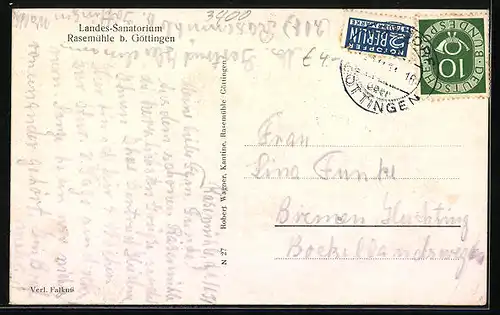 AK Göttingen, Landes-Sanatorium Rasemühle