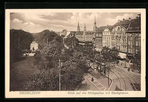 AK Düsseldorf, Blick auf Königsallee mit Stadtgraben