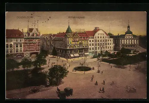 AK Düsseldorf, Wilhelmplatz mit Passanten