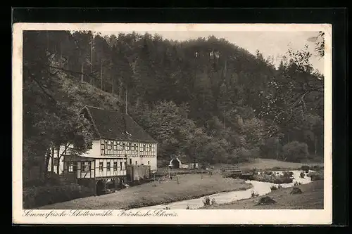 AK Schottersmühle /Fränk. Schweiz, Gasthaus mit Wald