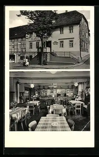 AK Höxter /Weser, Hotel Fürstenberg, Innen- und Aussenansicht