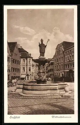AK Eichstätt, Willibaldsbrunnen mit Hotel Adler