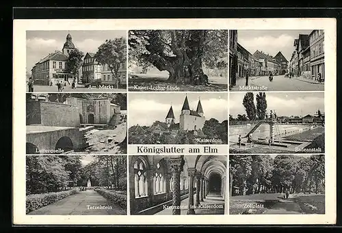 AK Königslutter am Elm, Markt, Zollplatz und Tetzelstein
