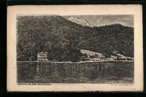 Künstler-AK Bad Reichenhall, Blick auf den Thumsee