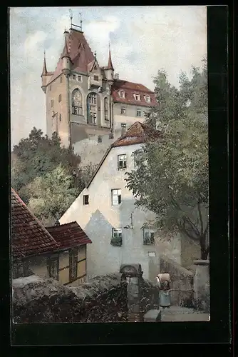 Künstler-AK Photochromie Nr. 1539: Blick auf die Burg von Niedermeisa