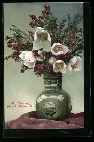 AK Erfurt, Vase mit Blumen, Christianentag 1911, Blumentag