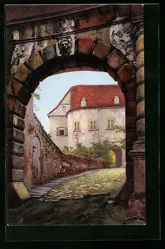 Künstler-AK Photochromie Serie I.: Scharfenstein, Eingang zum Schloss