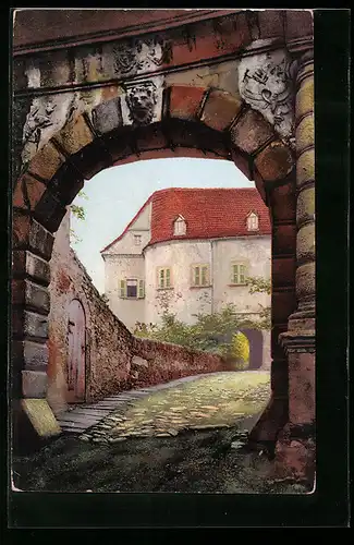 Künstler-AK Photochromie Serie I.: Scharfenstein, Eingang zum Schloss