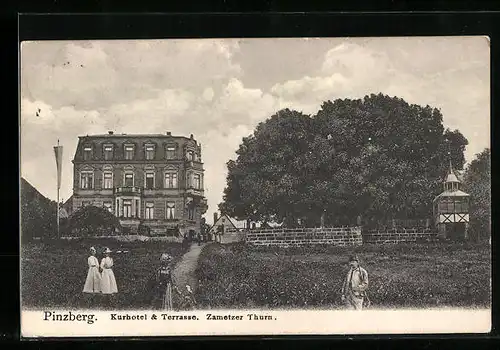 AK Pinzberg, Kurhotel u. Terrasse, Zametzer Thurn