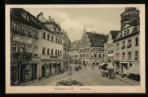 AK Kitzingen a. M., Blick auf die Marktstrasse