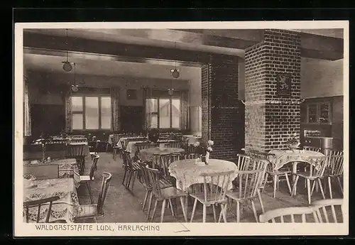 AK München-Harlaching, Innenansicht d. Waldgaststätte Ludl