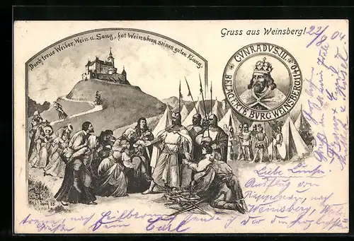 Künstler-AK Eugen Felle: Weinsberg, Belagerung der Weibertreu