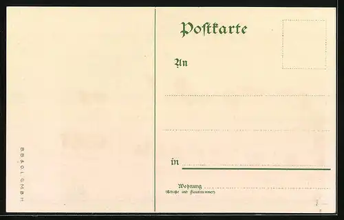 Lithographie Leipzig, Strassenbahn passiert Neues Rathaus