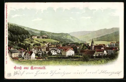 AK Herrenalb, Ortsansicht aus der Vogelschau