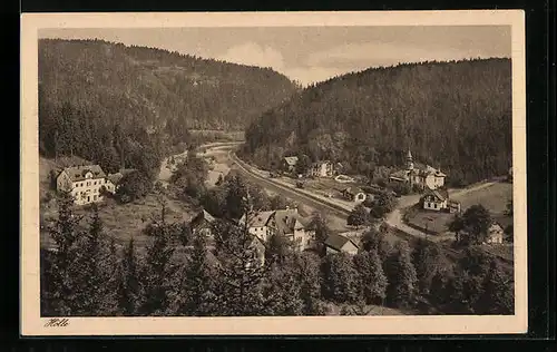 AK Hölle bei Bad Steben, Ortsansicht aus der Vogelschau