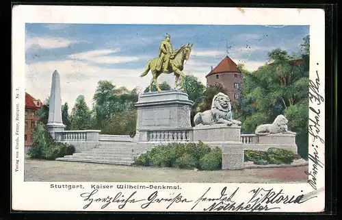 AK Stuttgart, Kaiser Wilhelm Denkmal