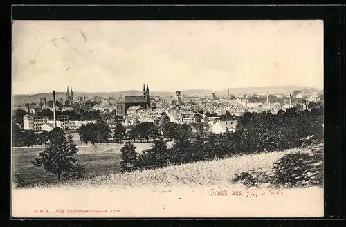 AK Hof a. Saale, Blick auf die Stadt