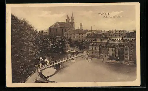 AK Hof i. B., Partie an der Saale