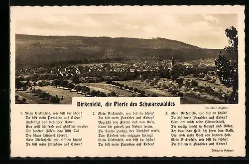 AK Birkenfeld /Schwarzwald, Ortsansicht, Lied von Wilhelm Göhner