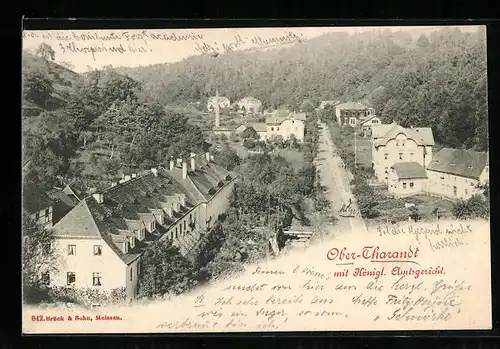 AK Ober-Tharandt, Teilansicht mit Königl. Amtsgericht