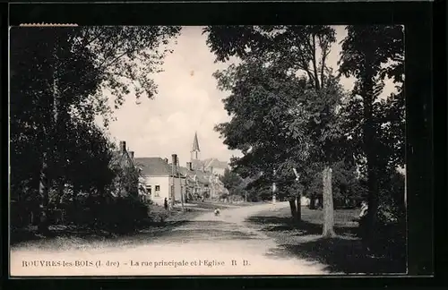 AK Rouvres-les-Bois, La rue principale et l`eglise