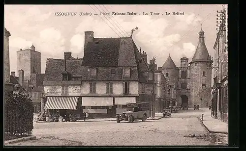 AK Issoudun, Place Etienne-Dolet, La Tour, Le Beffroi