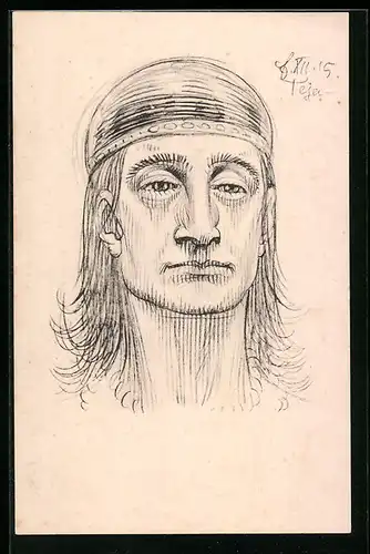 Künstler-AK Fidus: Teja, Portrait eines Eingeborenen